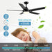 42 in. White Outdoor Ceiling Fan with Remote Control, 3 Blade Modern Ceiling Fan with Light, Quiet Dimmable Ceiling Fan for Living Room Bedroom-25-ErisView