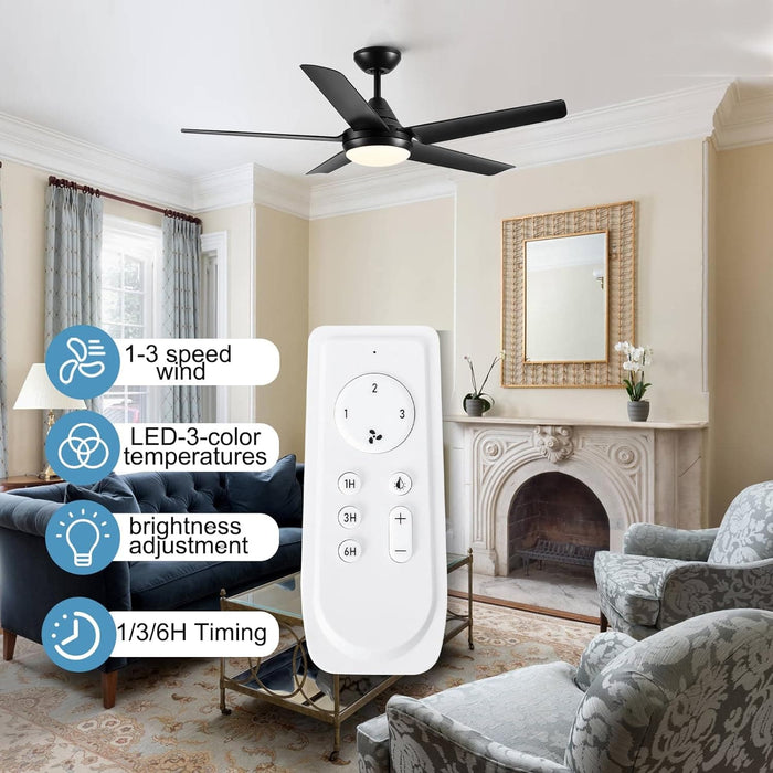 42 in. White Outdoor Ceiling Fan with Remote Control, 3 Blade Modern Ceiling Fan with Light, Quiet Dimmable Ceiling Fan for Living Room Bedroom-28-ErisView