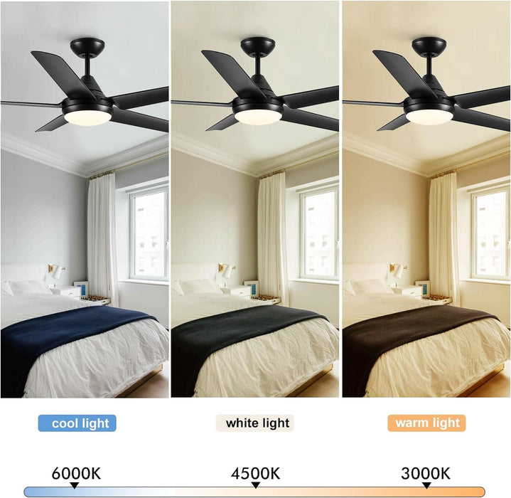 42 in. White Outdoor Ceiling Fan with Remote Control, 3 Blade Modern Ceiling Fan with Light, Quiet Dimmable Ceiling Fan for Living Room Bedroom-29-ErisView