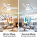 42 in. White Outdoor Ceiling Fan with Remote Control, 3 Blade Modern Ceiling Fan with Light, Quiet Dimmable Ceiling Fan for Living Room Bedroom-4-ErisView