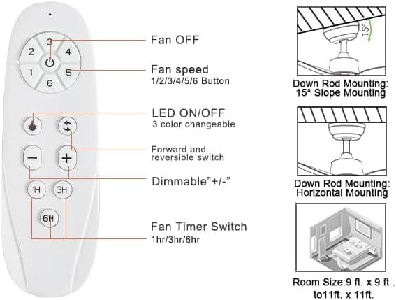 42 in. White Outdoor Ceiling Fan with Remote Control, 3 Blade Modern Ceiling Fan with Light, Quiet Dimmable Ceiling Fan for Living Room Bedroom-7-ErisView