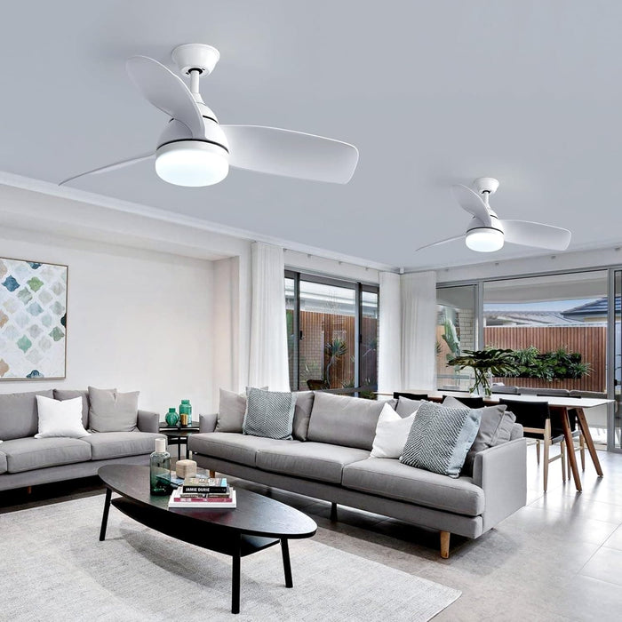 42 in. White Remote Control Ceiling Fan and Light APP Control, Low Profile Reversible Ceiling Fan Winter Summer, Quiet Ceiling Fans for Bedroom Kitchen-7-ErisView