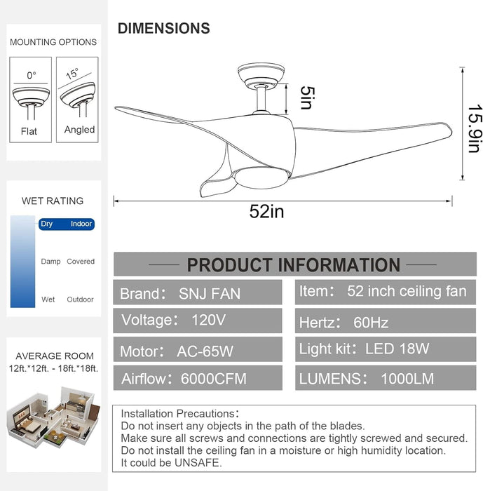 42 in. White Retractable Ceiling Fan with Light for Indoor Bedroom, Modern Dimmable Reversible Quiet Ceiling Fans-18-ErisView