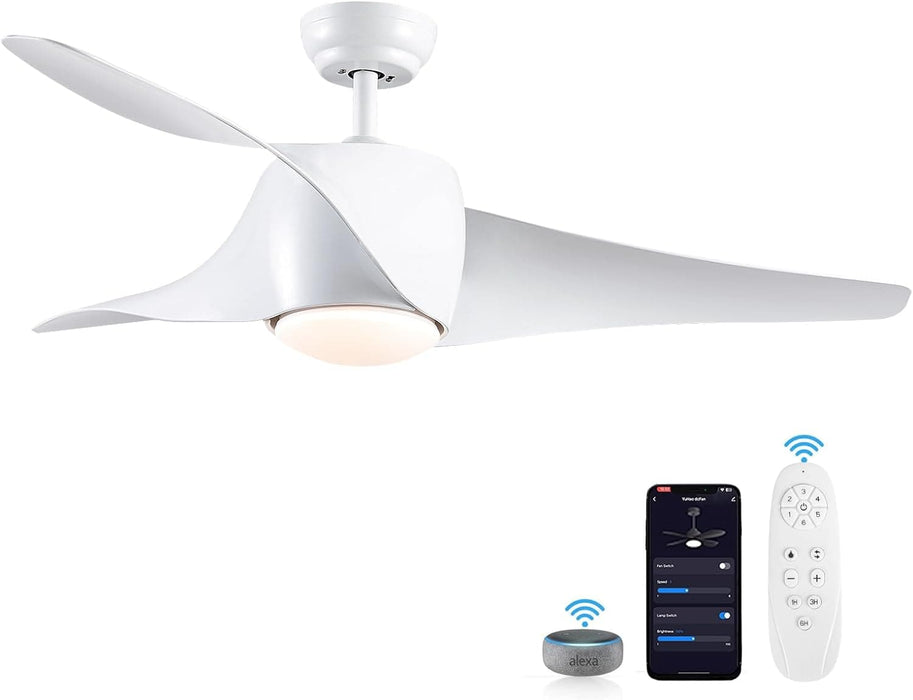 42 in. White Retractable Ceiling Fan with Light for Indoor Bedroom, Modern Dimmable Reversible Quiet Ceiling Fans-20-ErisView