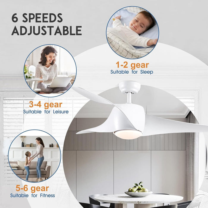 42 in. White Retractable Ceiling Fan with Light for Indoor Bedroom, Modern Dimmable Reversible Quiet Ceiling Fans-25-ErisView