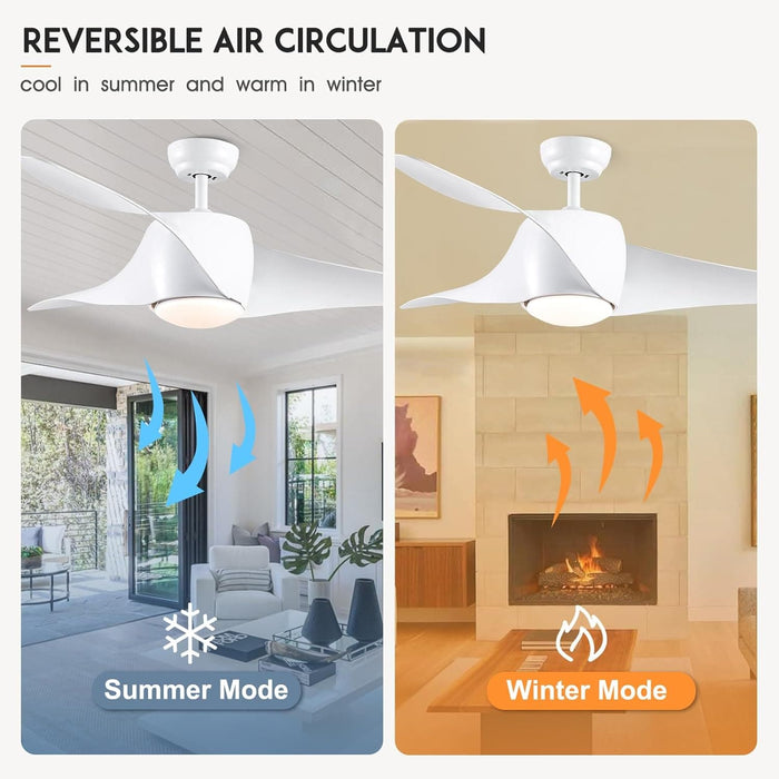 42 in. White Retractable Ceiling Fan with Light for Indoor Bedroom, Modern Dimmable Reversible Quiet Ceiling Fans-26-ErisView