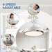 42 in. White Retractable Ceiling Fan with Light for Indoor Bedroom, Modern Dimmable Reversible Quiet Ceiling Fans-3-ErisView