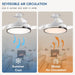 42 in. White Retractable Ceiling Fan with Light for Indoor Bedroom, Modern Dimmable Reversible Quiet Ceiling Fans-6-ErisView