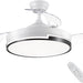 42 in. White Retractable Ceiling Fan with Light for Indoor Bedroom, Modern Dimmable Reversible Quiet Ceiling Fans-1-ErisView