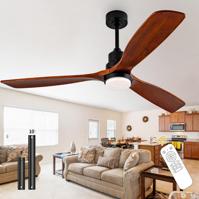42 in. Wood Ceiling Fan with Light and Remote, 3 Blades Craftmade Modern Ceiling Fan, Quiet Ceiling Fans for Living Room Bedroom Indoor Office-12-ErisView