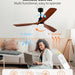 42 in. Wood Ceiling Fan with Light and Remote, 3 Blades Craftmade Modern Ceiling Fan, Quiet Ceiling Fans for Living Room Bedroom Indoor Office-16-ErisView