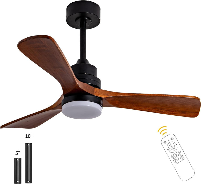 42 in. Wood Ceiling Fan with Light and Remote, 3 Blades Craftmade Modern Ceiling Fan, Quiet Ceiling Fans for Living Room Bedroom Indoor Office-6-ErisView