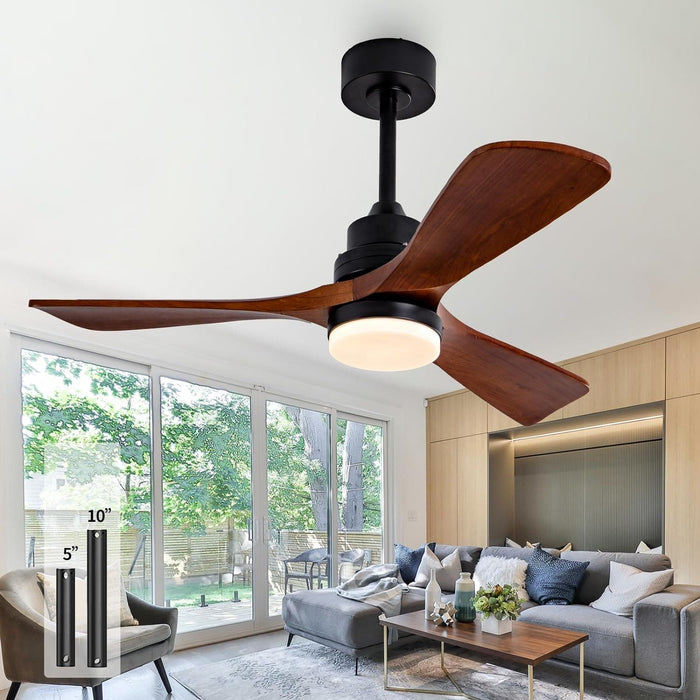 42 in. Wood Ceiling Fan with Light and Remote, 3 Blades Craftmade Modern Ceiling Fan, Quiet Ceiling Fans for Living Room Bedroom Indoor Office-1-ErisView