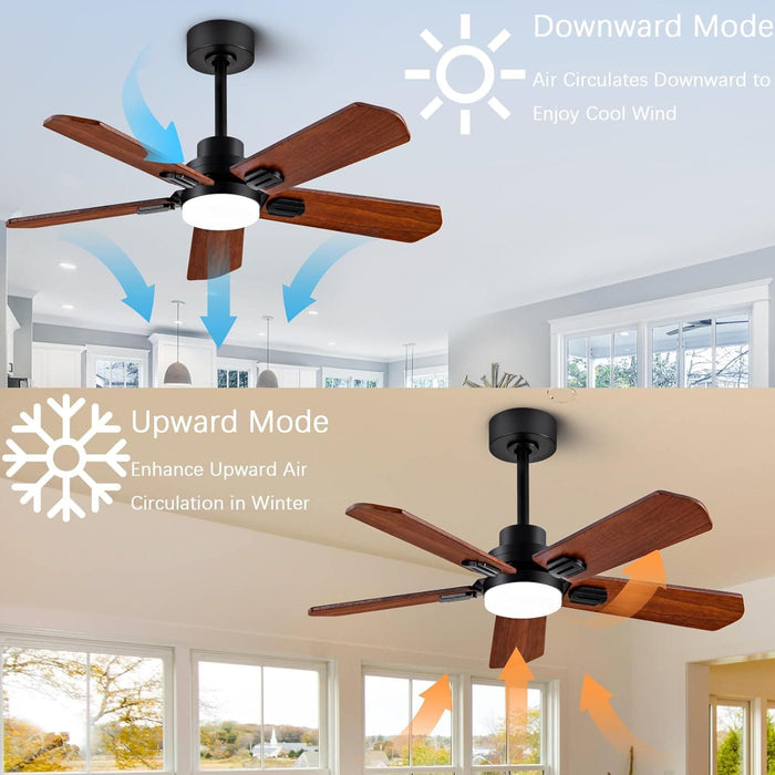 42 in. Wood Ceiling Fan with Light and Remote, 5 Blade Black Outdoor Ceiling Fan for Patio, Indoor Ceiling Fan for Dining Room Living Room-4-ErisView