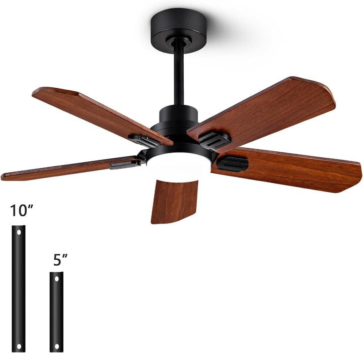 42 in. Wood Ceiling Fan with Light and Remote, 5 Blade Black Outdoor Ceiling Fan for Patio, Indoor Ceiling Fan for Dining Room Living Room-8-ErisView