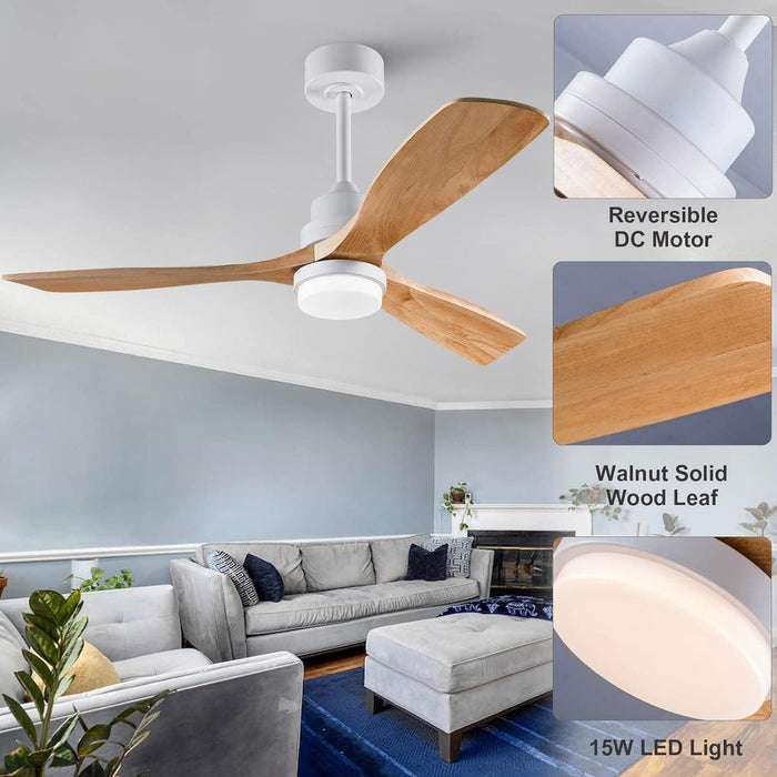42 in. Wood Ceiling Fan with Light and Remote, Reversible Indoor Outdoor Ceiling Fans for Patio Bedroom Living Room Kitchen Office-10-ErisView