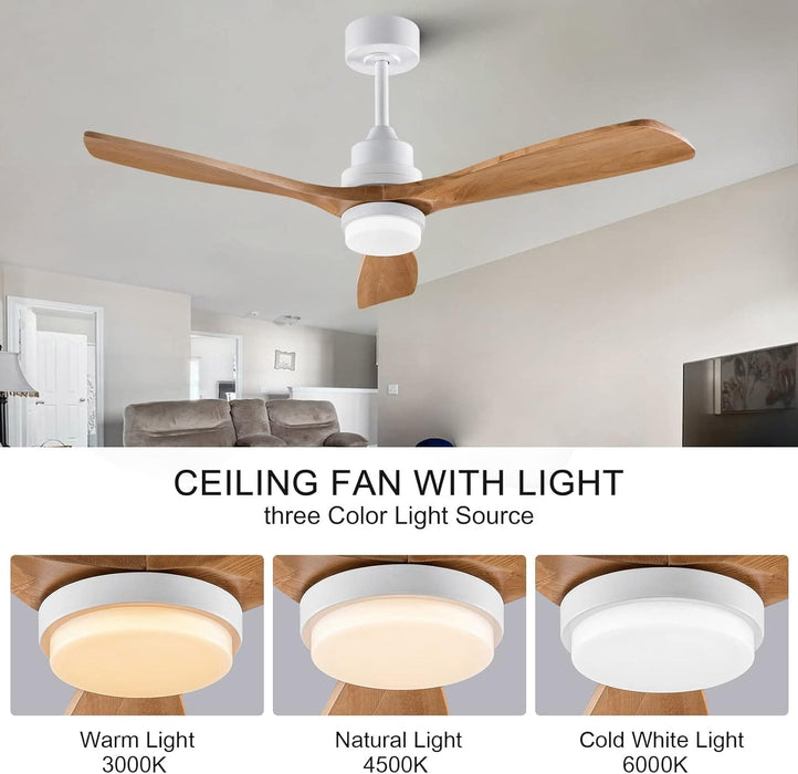 42 in. Wood Ceiling Fan with Light and Remote, Reversible Indoor Outdoor Ceiling Fans for Patio Bedroom Living Room Kitchen Office-11-ErisView