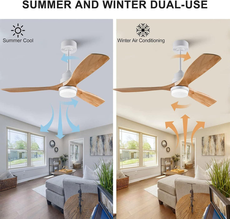 42 in. Wood Ceiling Fan with Light and Remote, Reversible Indoor Outdoor Ceiling Fans for Patio Bedroom Living Room Kitchen Office-13-ErisView