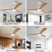 42 in. Wood Ceiling Fan with Light and Remote, Reversible Indoor Outdoor Ceiling Fans for Patio Bedroom Living Room Kitchen Office-14-ErisView