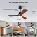 42 in. Wood Ceiling Fan with Light and Remote, Reversible Indoor Outdoor Ceiling Fans for Patio Bedroom Living Room Kitchen Office-2-ErisView