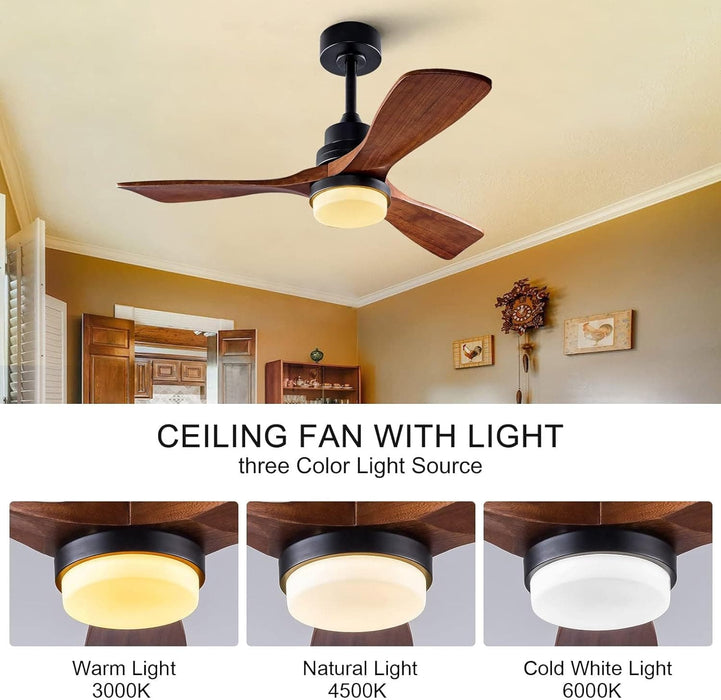 42 in. Wood Ceiling Fan with Light and Remote, Reversible Indoor Outdoor Ceiling Fans for Patio Bedroom Living Room Kitchen Office-4-ErisView