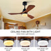 42 in. Wood Ceiling Fan with Light and Remote, Reversible Indoor Outdoor Ceiling Fans for Patio Bedroom Living Room Kitchen Office-4-ErisView