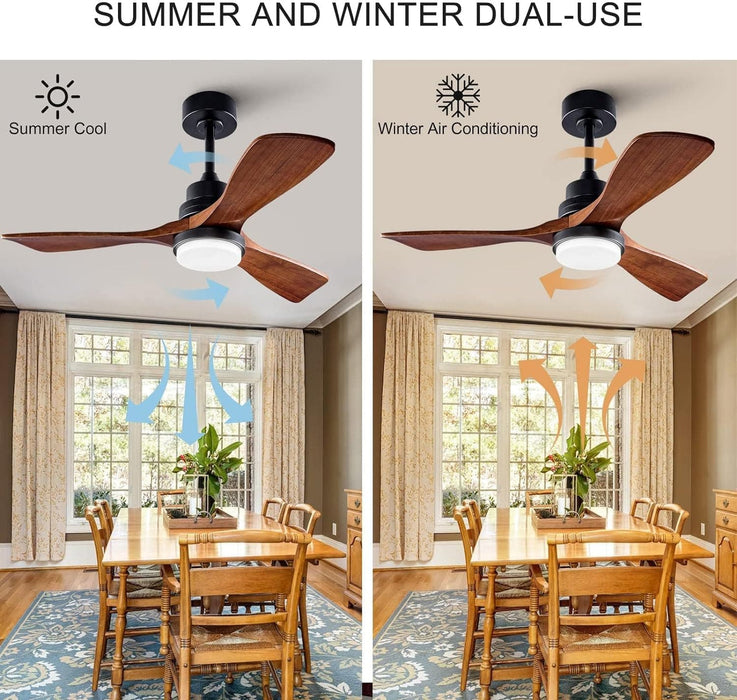 42 in. Wood Ceiling Fan with Light and Remote, Reversible Indoor Outdoor Ceiling Fans for Patio Bedroom Living Room Kitchen Office-6-ErisView
