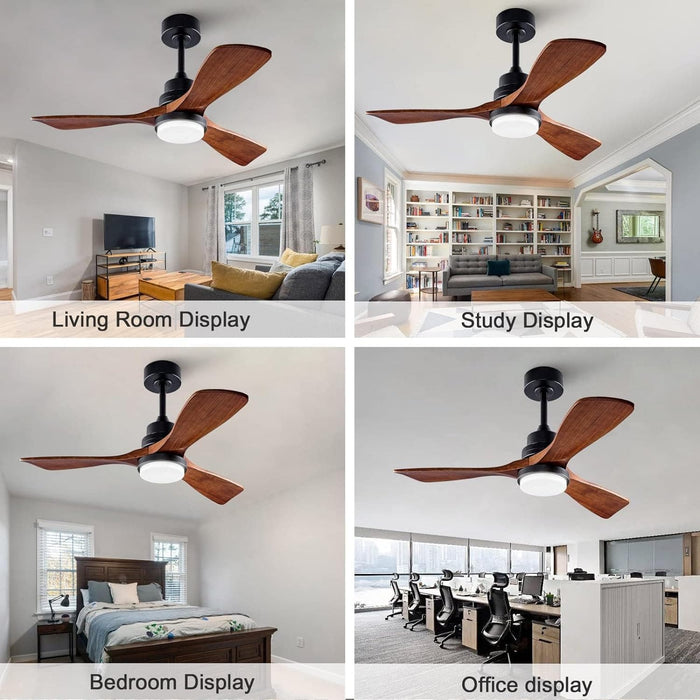 42 in. Wood Ceiling Fan with Light and Remote, Reversible Indoor Outdoor Ceiling Fans for Patio Bedroom Living Room Kitchen Office-7-ErisView