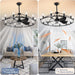 43 in. Black Farmhouse Wagon Wheel Chandelier Ceiling Fan with Light and Remote, 5 Blade Fandelier Ceiling Fan with Lights for Kitchen Living Room -3-ErisView
