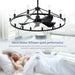 43 in. Black Farmhouse Wagon Wheel Chandelier Ceiling Fan with Light and Remote, 5 Blade Fandelier Ceiling Fan with Lights for Kitchen Living Room -4-ErisView