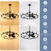 43 in. Black Farmhouse Wagon Wheel Chandelier Ceiling Fan with Light and Remote, 5 Blade Fandelier Ceiling Fan with Lights for Kitchen Living Room -5-ErisView
