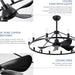 43 in. Black Farmhouse Wagon Wheel Chandelier Ceiling Fan with Light and Remote, 5 Blade Fandelier Ceiling Fan with Lights for Kitchen Living Room -6-ErisView