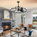 43 in. Black Farmhouse Wagon Wheel Chandelier Ceiling Fan with Light and Remote, 5 Blade Fandelier Ceiling Fan with Lights for Kitchen Living Room -7-ErisView