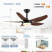43 in. Dimmable Low Profile Reversible DC Ceiling Fan with Remote APP Control, Indoor Outdoor Brown Modern Ceiling Fan with Light-6-ErisView