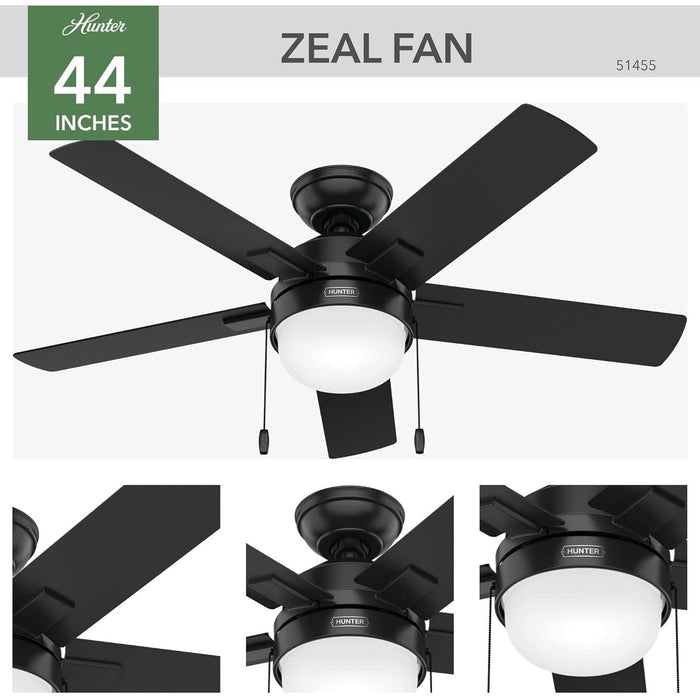 44 in. Black Ceiling Fan, Hugger Ceiling Fans, Home Ceiling Fan-3-ErisView