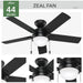 44 in. Black Ceiling Fan, Hugger Ceiling Fans, Home Ceiling Fan-3-ErisView