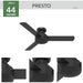 44 in. Black Ceiling Fan NO Light, Matte Black Ceiling Fan, Hugger Ceiling Fans-2-ErisView
