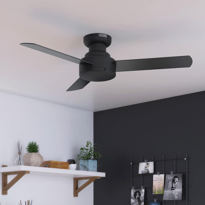 44 in. Black Ceiling Fan NO Light, Matte Black Ceiling Fan, Hugger Ceiling Fans-4-ErisView