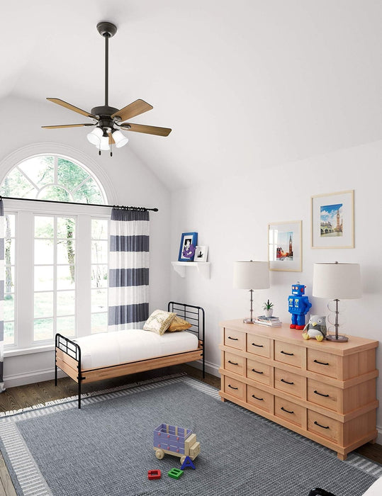 44 in. Bronze Ceiling Fan Ceiling Fan with LED Light Kit and Pull Chain, Hugger Ceiling Fan with Light-10-ErisView