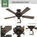 44 in. Bronze Ceiling Fan Ceiling Fan with LED Light Kit and Pull Chain, Hugger Ceiling Fan with Light-2-ErisView