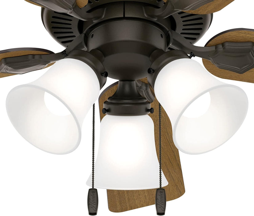 44 in. Bronze Ceiling Fan Ceiling Fan with LED Light Kit and Pull Chain, Hugger Ceiling Fan with Light-4-ErisView