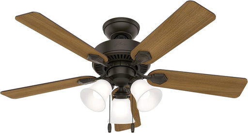 44 in. Bronze Ceiling Fan Ceiling Fan with LED Light Kit and Pull Chain, Hugger Ceiling Fan with Light-1-ErisView