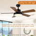 44 in. Ceiling Fan, Outdoor Ceiling Fans with Light and Remote for Patio, Wood Blade Reversible Ceiling Fan Summer Winter-3-ErisView