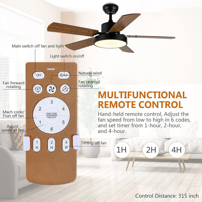 44 in. Ceiling Fan, Outdoor Ceiling Fans with Light and Remote for Patio, Wood Blade Reversible Ceiling Fan Summer Winter-6-ErisView