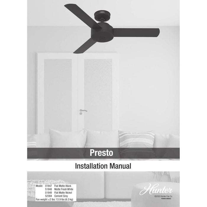 44 in. Ceiling Fan for Bathroom, Matte Black Ceiling Fan, Hunter Ceiling Fan, 3 Blade Ceiling Fan without Light-14-ErisView