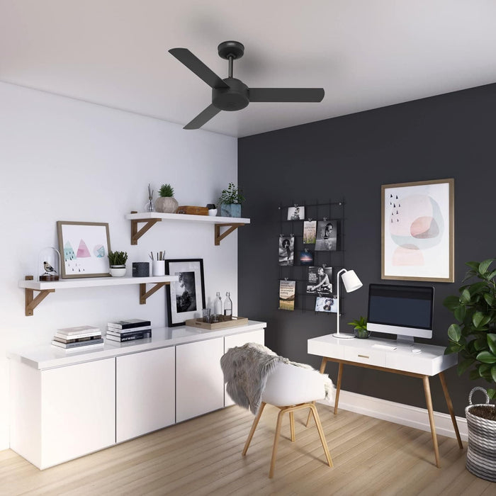 44 in. Ceiling Fan for Bathroom, Matte Black Ceiling Fan, Hunter Ceiling Fan, 3 Blade Ceiling Fan without Light-4-ErisView