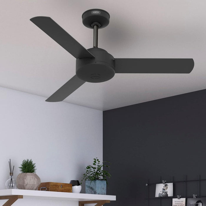44 in. Ceiling Fan for Bathroom, Matte Black Ceiling Fan, Hunter Ceiling Fan, 3 Blade Ceiling Fan without Light-5-ErisView