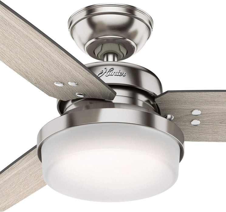 44 in. Indoor Ceiling Fan with LED Light and Remote Control, Brushed Nickel Ceiling Fan, Ceiling Hugger Ceiling Fan with Light-3-ErisView