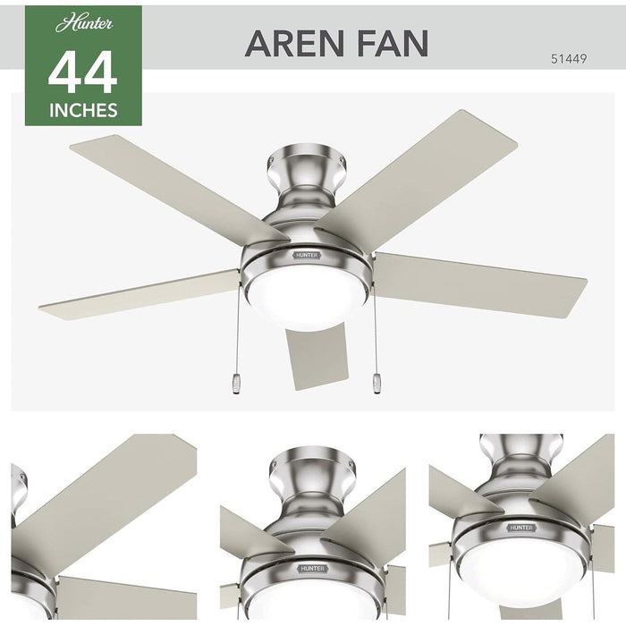 44 in. Low Pro Ceiling Fan, Brushed Nickel Ceiling Fan, Hugger Ceiling Fans-3-ErisView