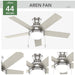 44 in. Low Pro Ceiling Fan, Brushed Nickel Ceiling Fan, Hugger Ceiling Fans-3-ErisView